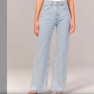 Abercrombie & Fitch High-Rise Light Wash Wide-Leg Jeans